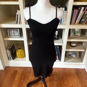 Sunday Best Aritzia Black Ribbed Little Black Mini Dress Body Con Stretch Sz XS